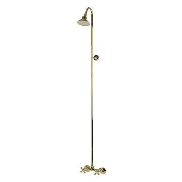 Kingston Brass Vintage Wall Mount Shower Package, Polished Brass Clawfoot Tub Set Kingston Brass